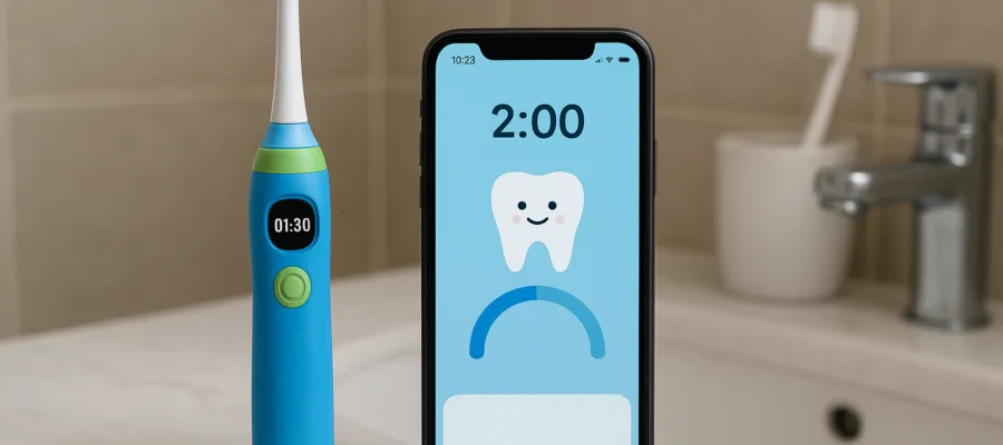 Kinderzahnbuerste mit Timer und App: Sind Zusatzfunktionen sinnvoll?