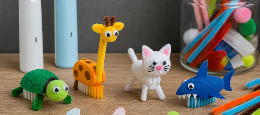 Zahnbuerste Basteln: Kindersichere Spielzeuge aus alten Zahnbuersten herstellen