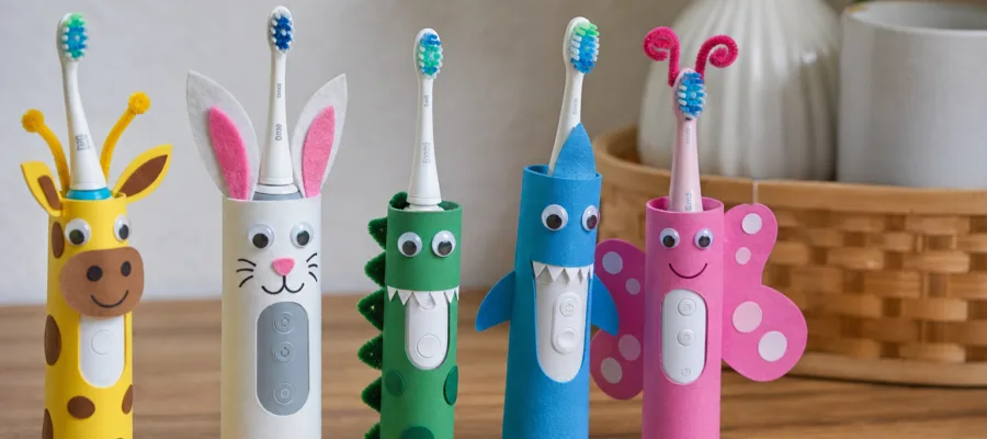 Zahnbuerste Basteln mit Kindern: Bunte Figuren und Tiere aus Buersten